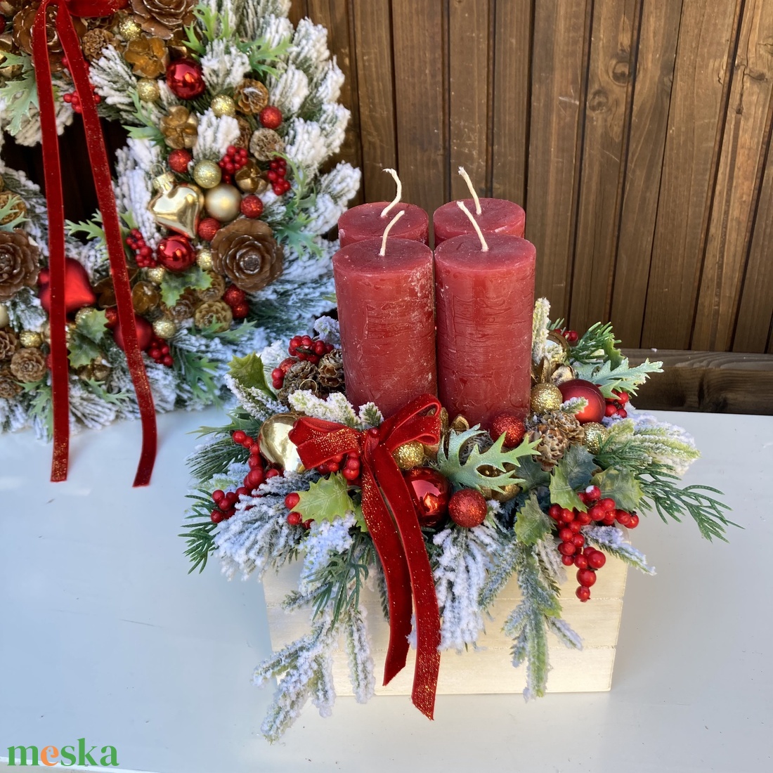 Adventi ajtódísz 35 cm - karácsony - adventi díszek - adventi ajtódísz - Meska.hu