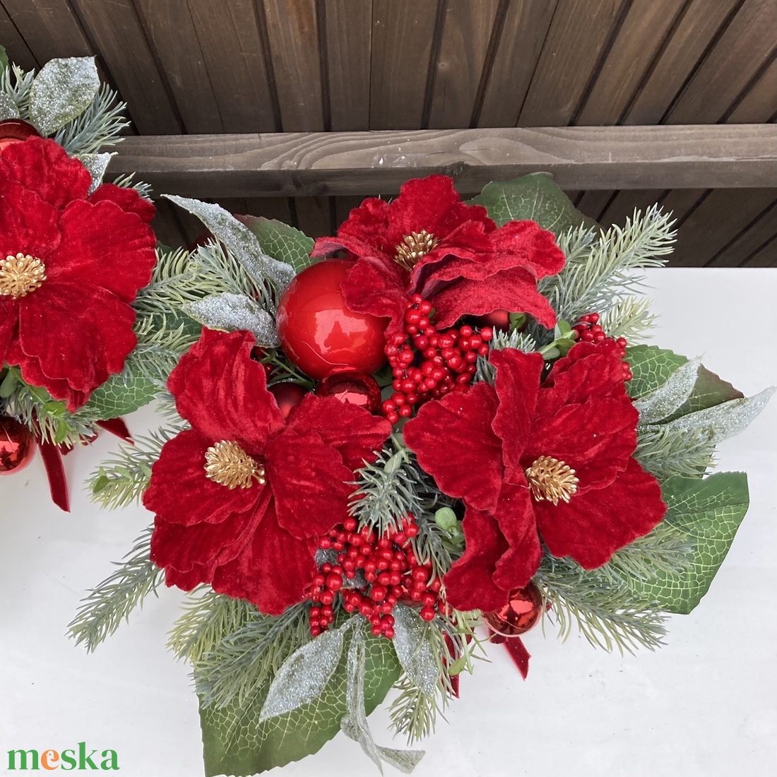 Mikulásvirág asztaldísz - karácsony - karácsonyi lakásdekoráció - karácsonyi lakásdíszek - Meska.hu