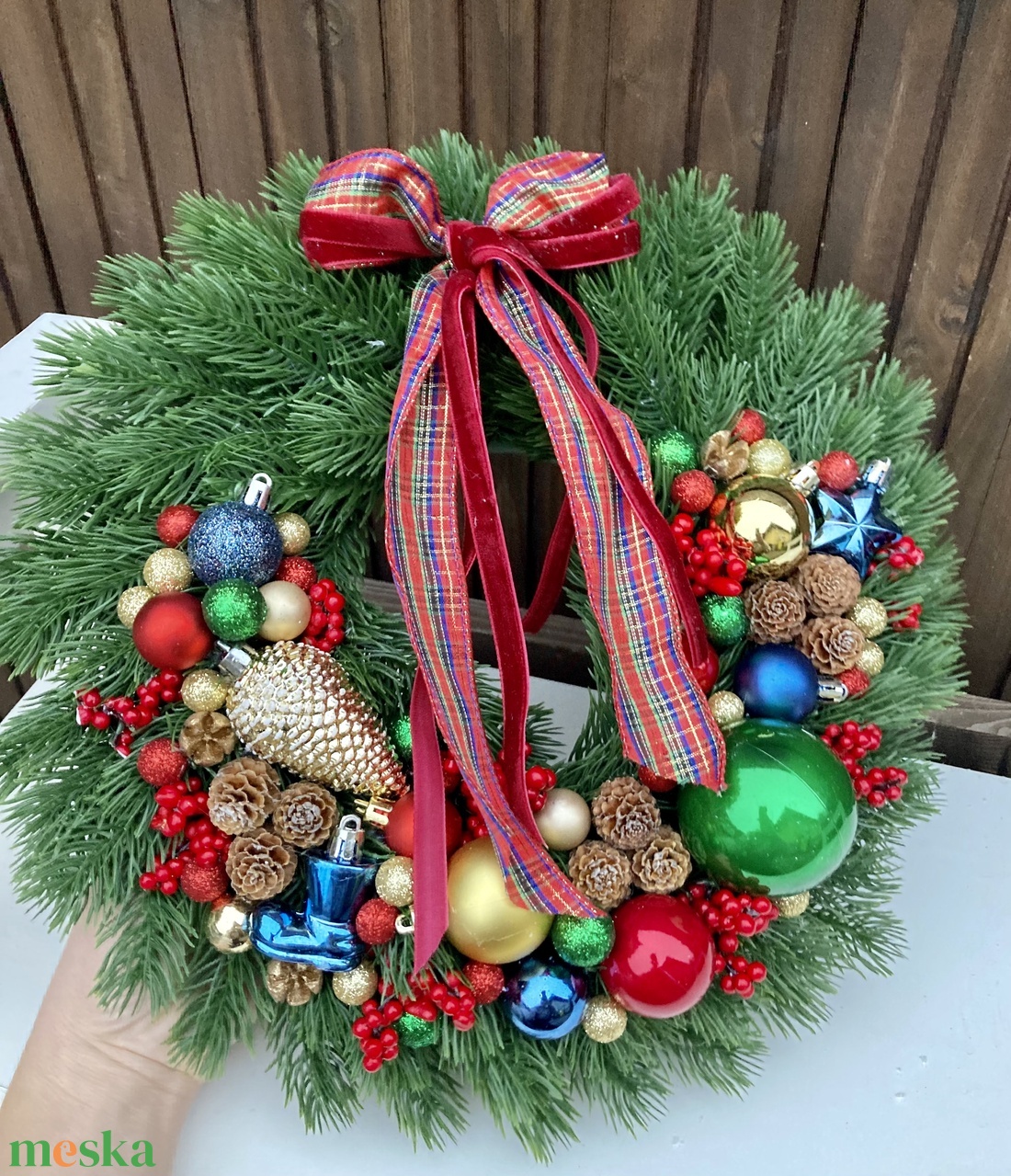 Adventi ajtódísz 35 cm - karácsony - karácsonyi lakásdekoráció - karácsonyi ajtódíszek - Meska.hu