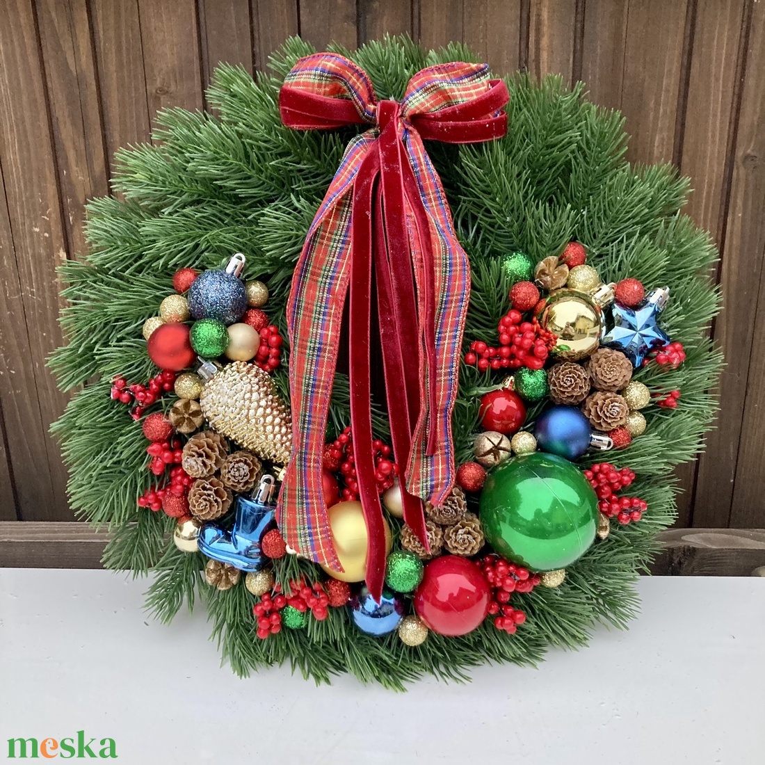 Adventi ajtódísz 35 cm - karácsony - karácsonyi lakásdekoráció - karácsonyi ajtódíszek - Meska.hu