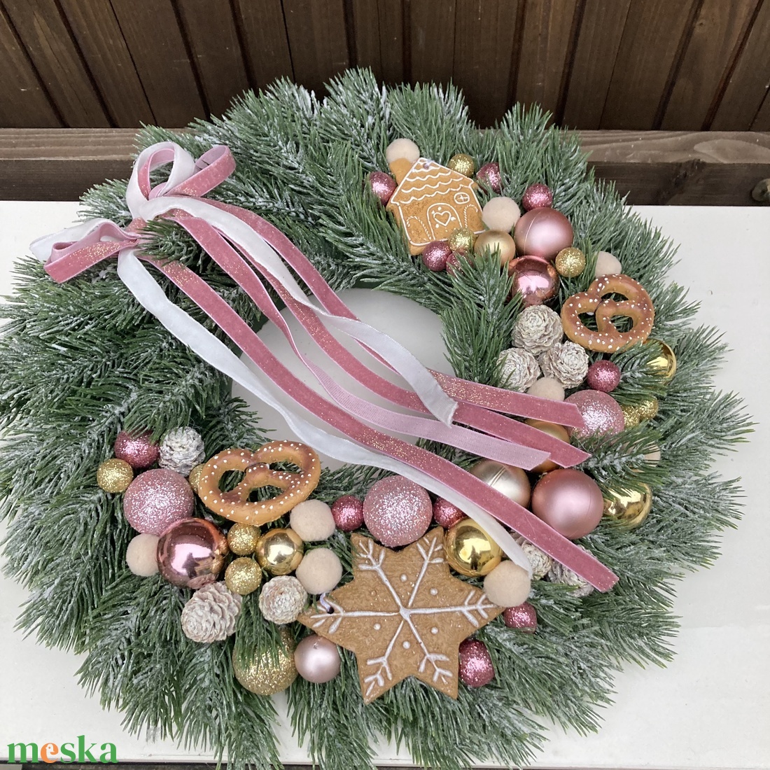 Adventi ajtódísz 35 cm - karácsony - karácsonyi lakásdekoráció - karácsonyi ajtódíszek - Meska.hu