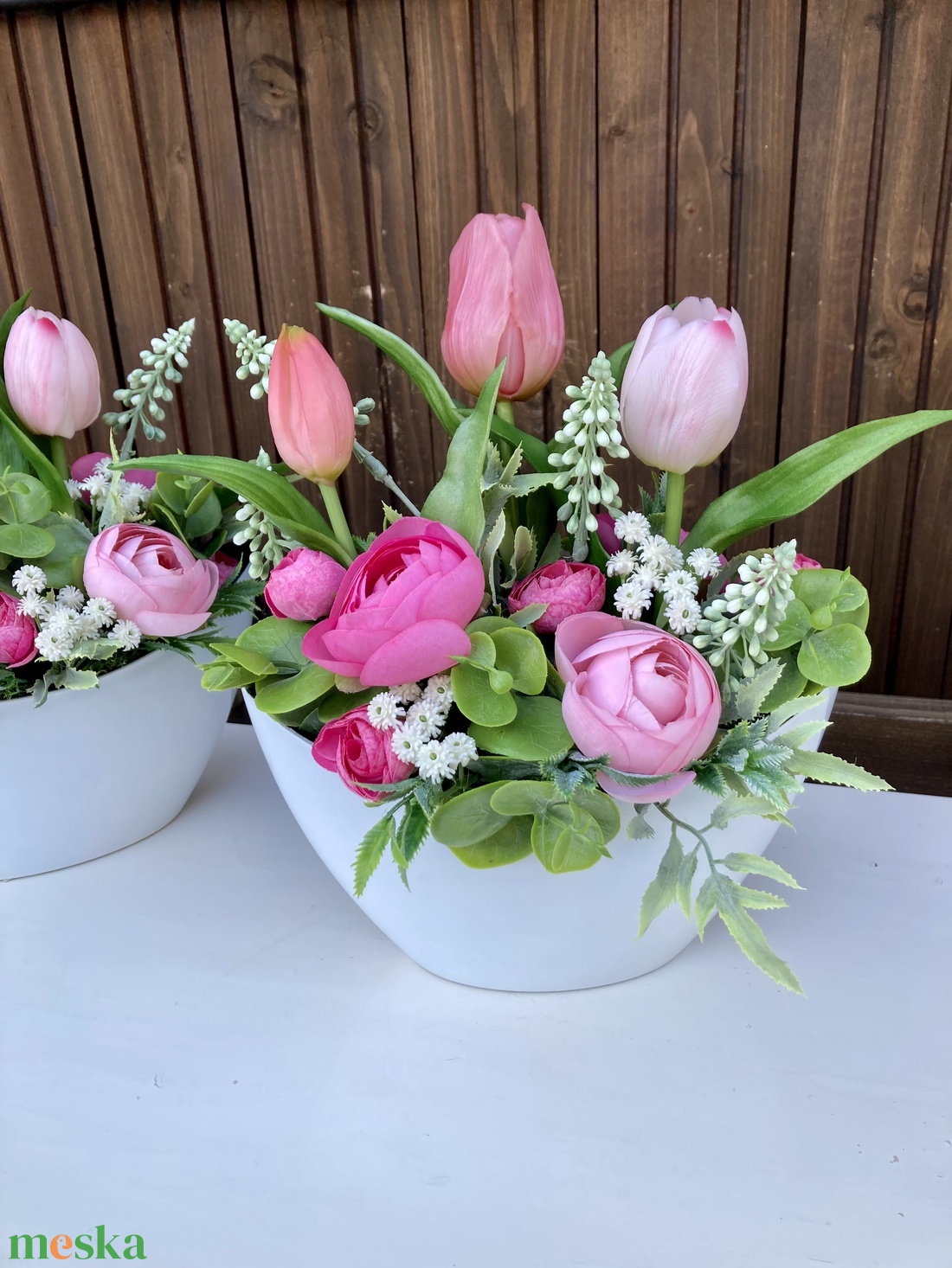 Tulipános asztaldísz 25 cm  - otthon & életmód - virágdekoráció - virágdíszek - virágdísz kaspóban - Meska.hu