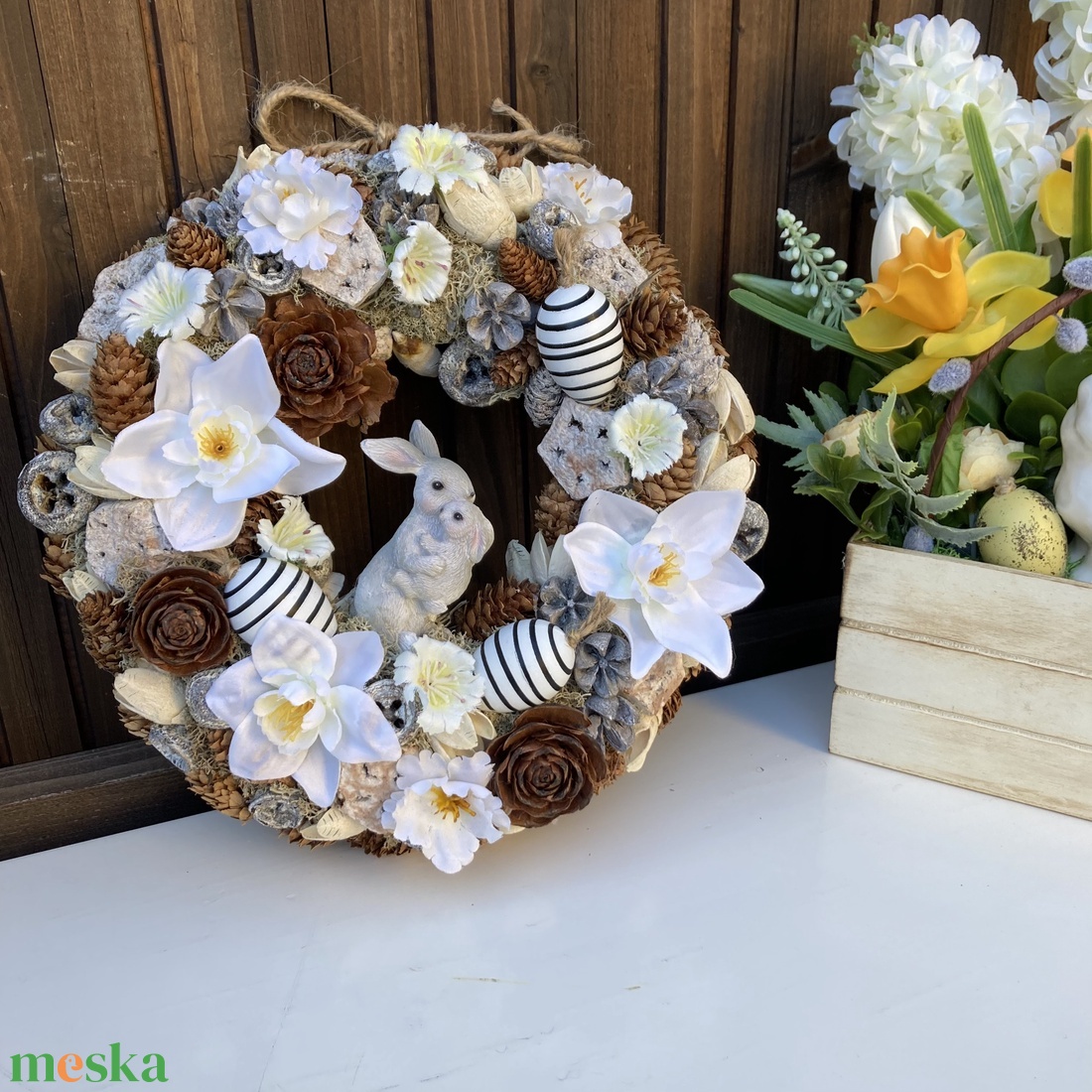 Nyuszis húsv�ti ajtódísz  - otthon & életmód - dekoráció - ajtó- és ablak dekoráció - ajtódísz & kopogtató - Meska.hu