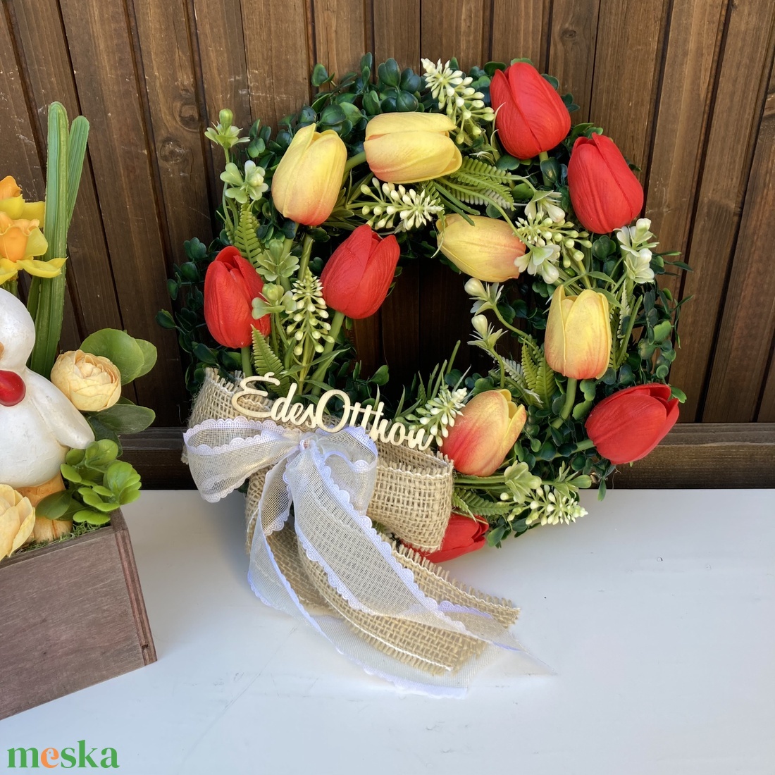 Élethű tulipános ajtódísz - otthon & életmód - dekoráció - ajtó- és ablak dekoráció - ajtódísz & kopogtató - Meska.hu