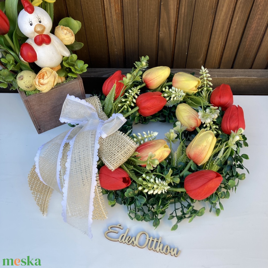 Élethű tulipános ajtódísz - otthon & életmód - dekoráció - ajtó- és ablak dekoráció - ajtódísz & kopogtató - Meska.hu