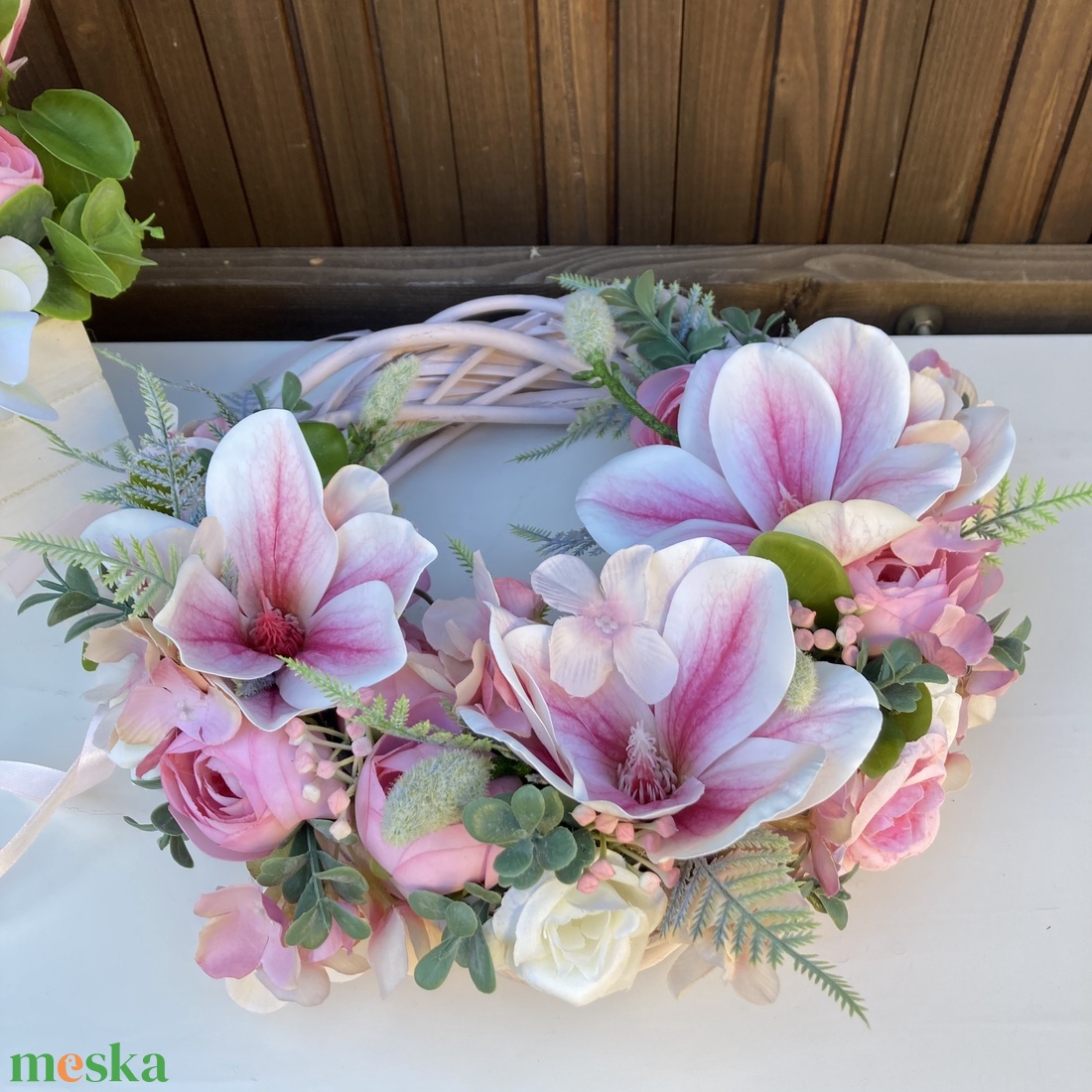 Magnólia ajtódísz 28 cm - otthon & életmód - dekoráció - ajtó- és ablak dekoráció - ajtódísz & kopogtató - Meska.hu