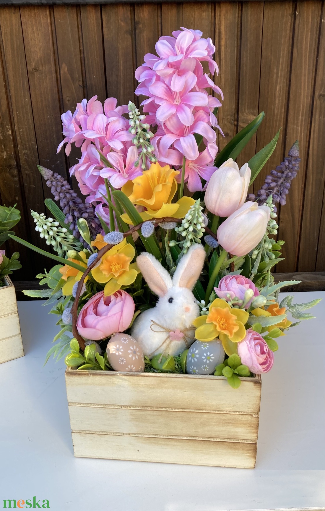 Húsvéti nagy asztaldísz 35 cm - otthon & életmód - virágdekoráció - virágdíszek - virágdísz kaspóban - Meska.hu