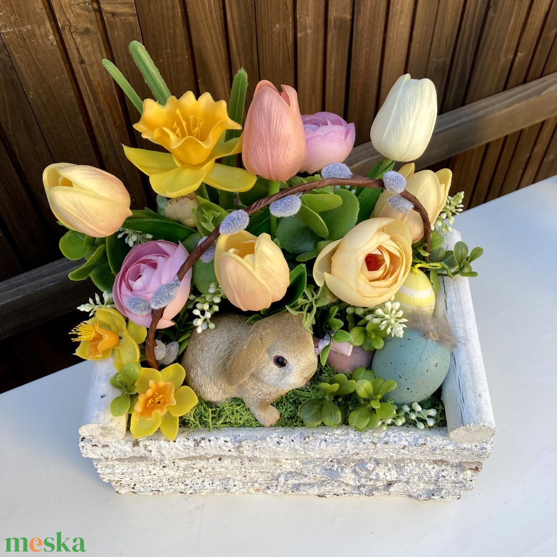 Húsvéti asztaldísz 26 cm - otthon & életmód - virágdekoráció - virágdíszek - virágdísz kaspóban - Meska.hu