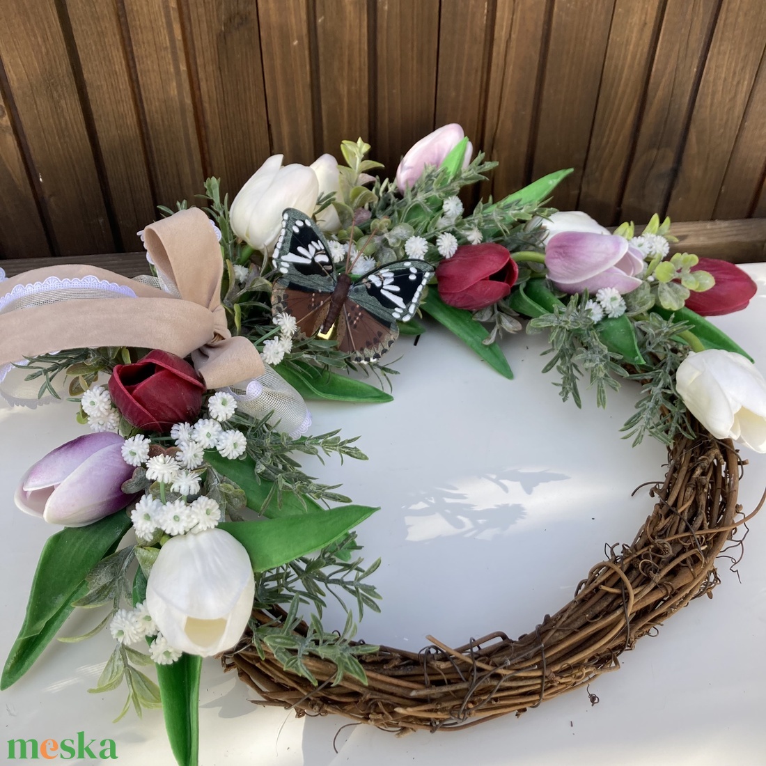 Tulipános ajtódísz  - otthon & életmód - dekoráció - ajtó- és ablak dekoráció - ajtódísz & kopogtató - Meska.hu