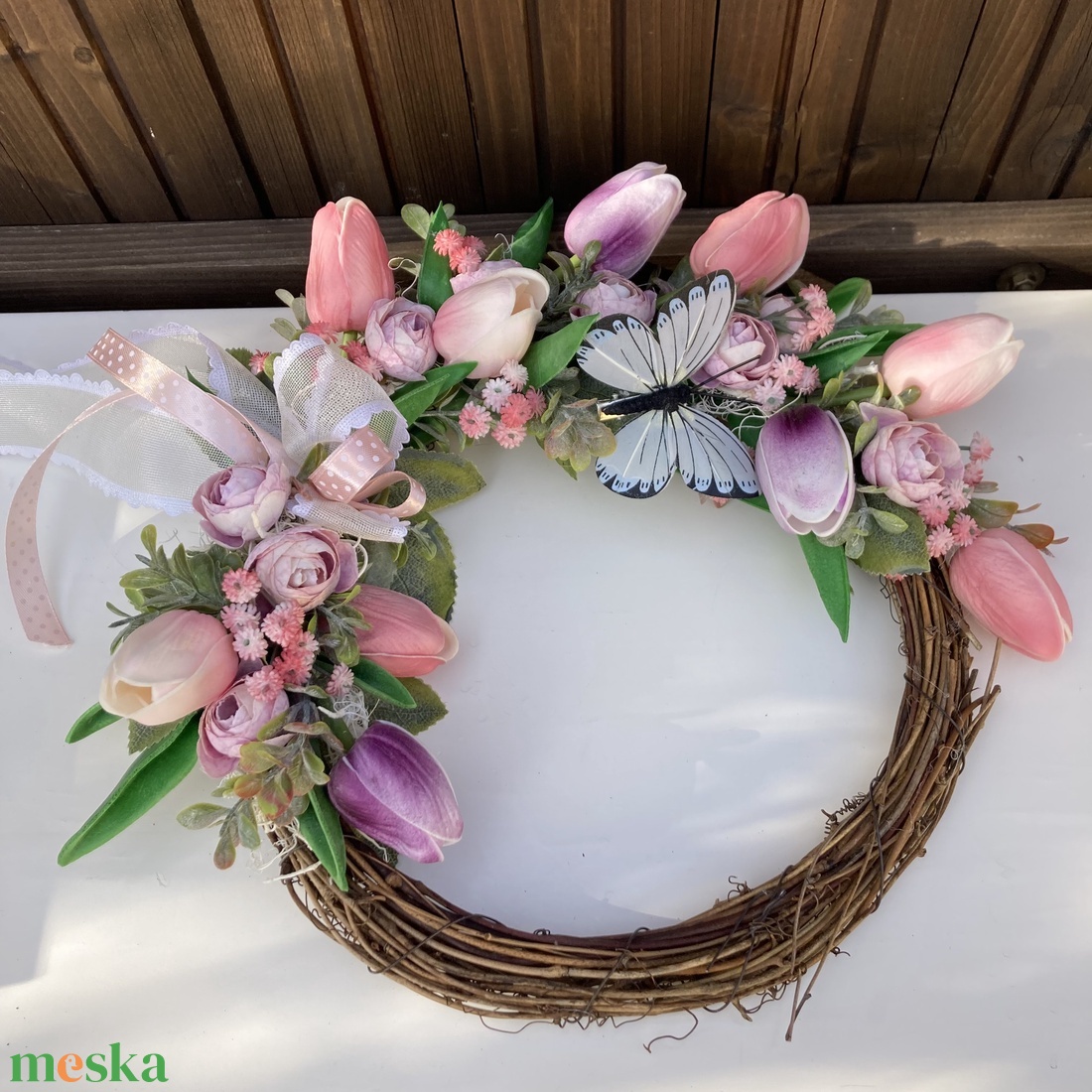 Tulipános ajtódísz  - otthon & életmód - dekoráció - ajtó- és ablak dekoráció - ajtódísz & kopogtató - Meska.hu