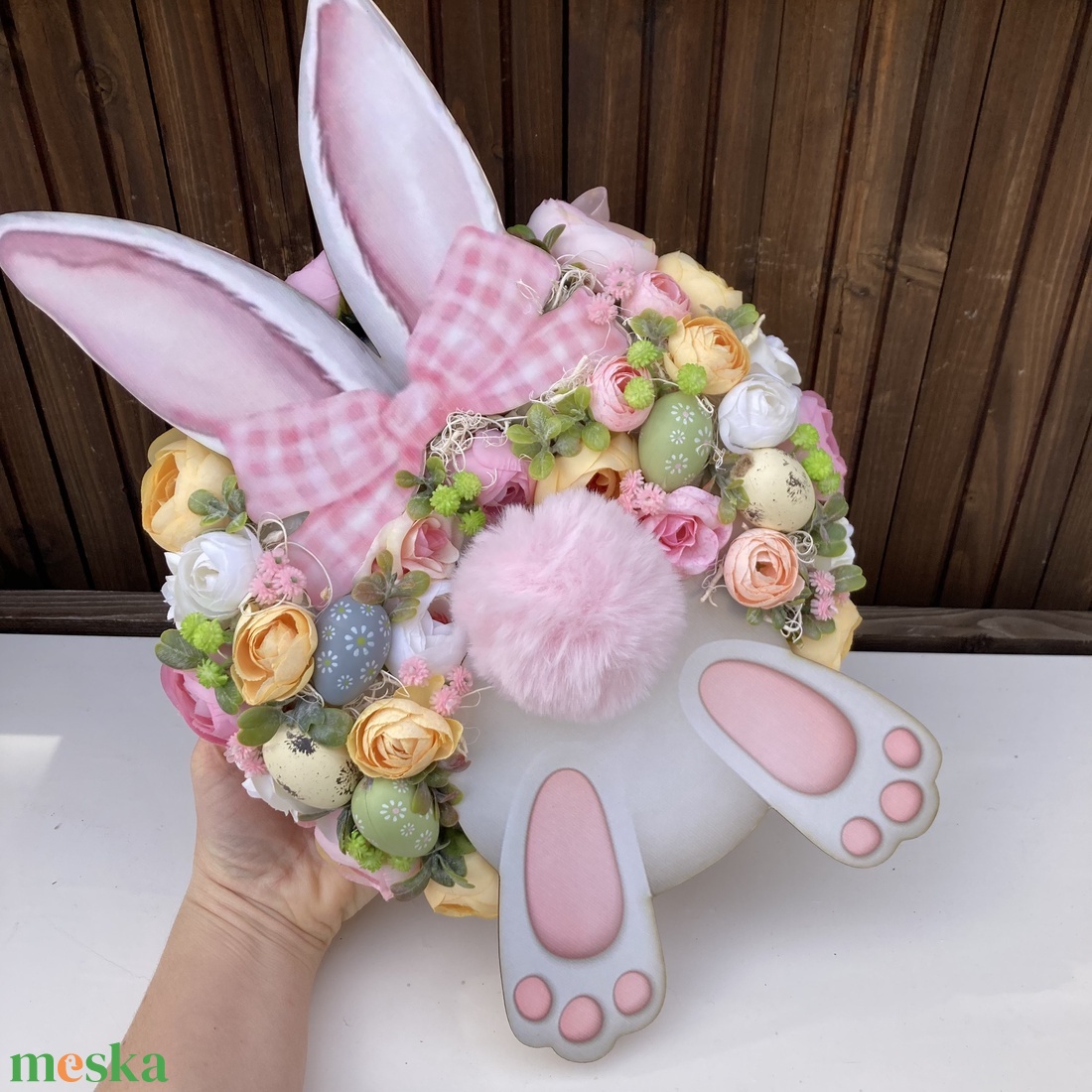 Nyuszi popi ajtódísz  - ünnepi díszek, dekorációk - húsvéti díszek és dekorációk - húsvéti ajtódísz, kopogtató - Meska.hu