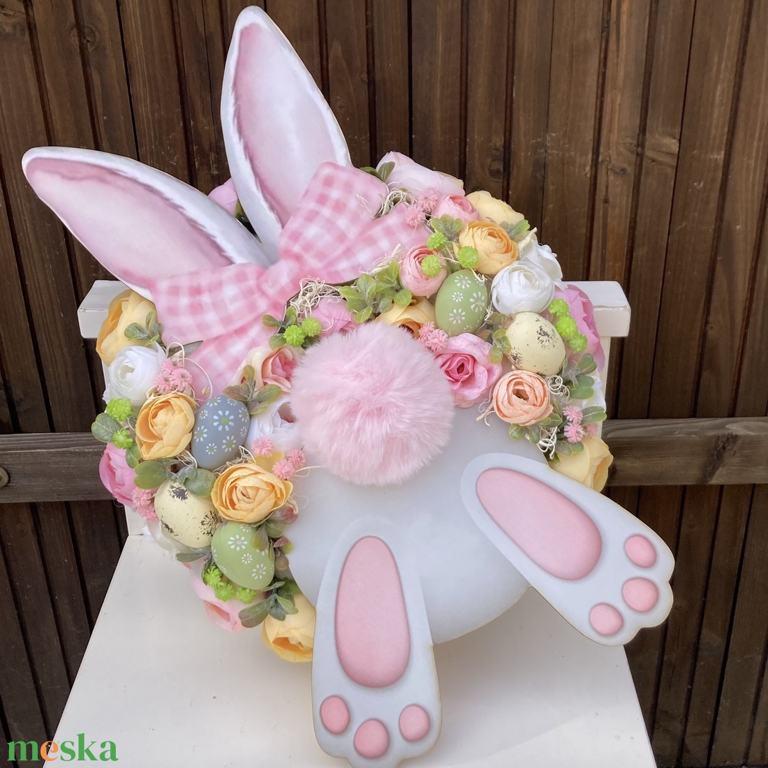 Nyuszi popi ajtódísz  - ünnepi díszek, dekorációk - húsvéti díszek és dekorációk - húsvéti ajtódísz, kopogtató - Meska.hu