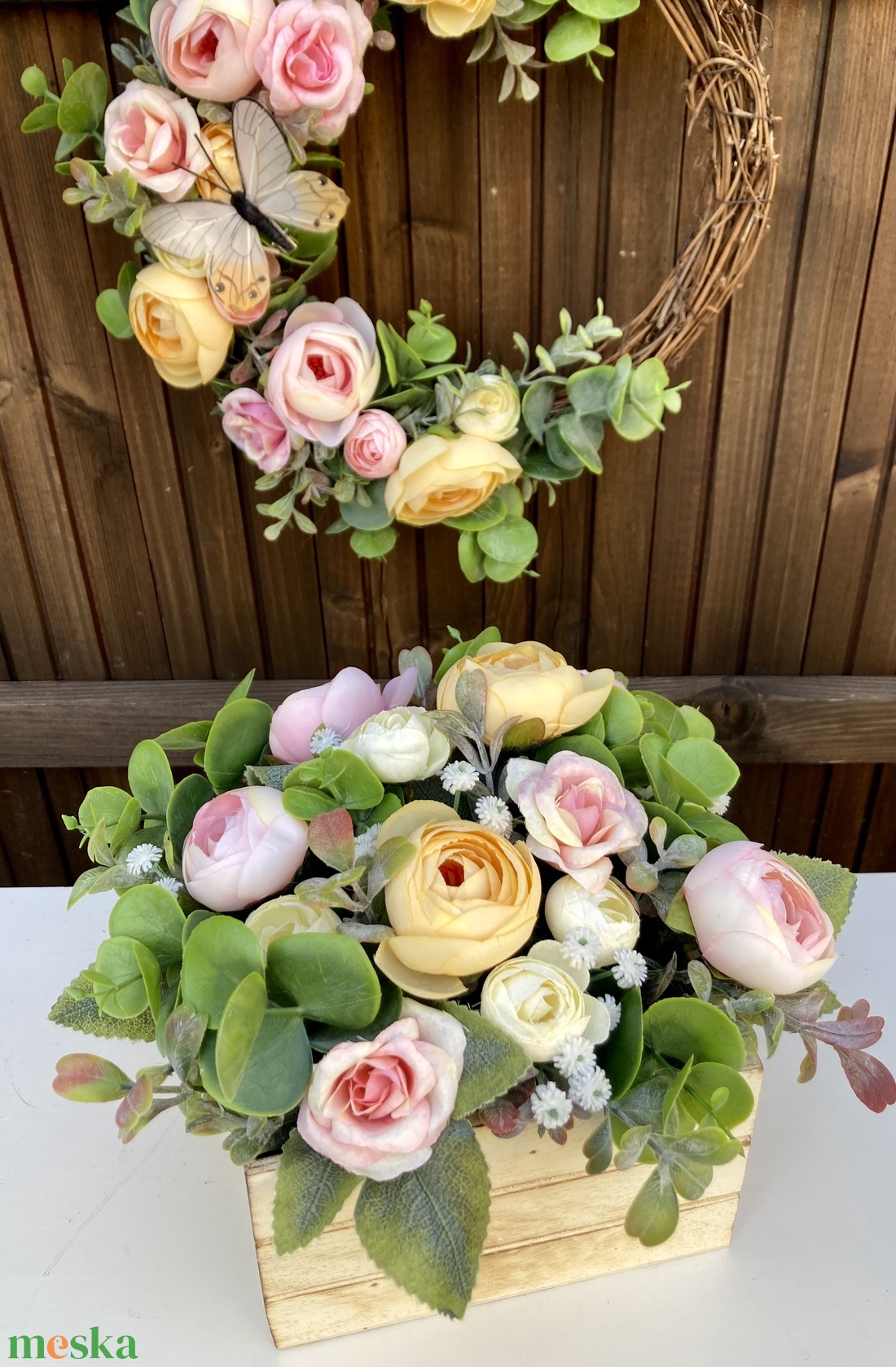 Virágos asztaldísz 20 cm - otthon & életmód - virágdekoráció - virágdíszek - virágdísz kaspóban - Meska.hu