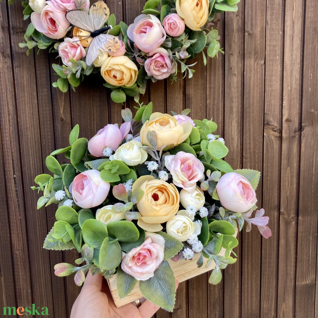 Virágos asztaldísz 20 cm - otthon & életmód - virágdekoráció - virágdíszek - virágdísz kaspóban - Meska.hu