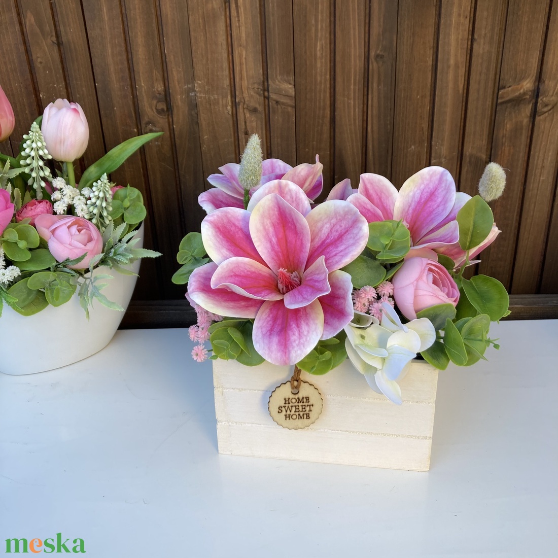 Nőnapi asztaldísz - otthon & életmód - virágdekoráció - virágdíszek - virágdísz kaspóban - Meska.hu