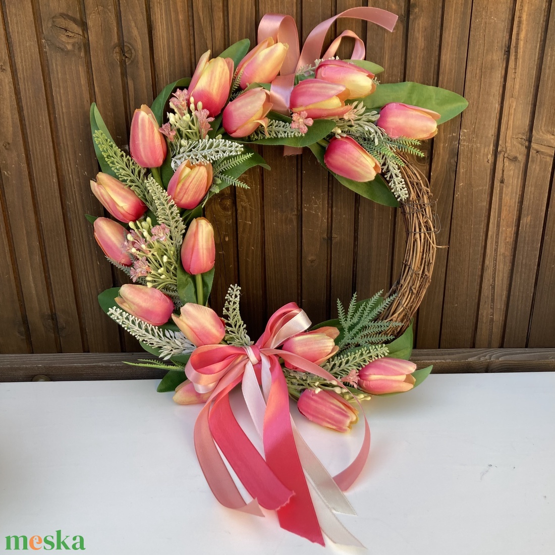 Tulipános ajtódísz  - otthon & életmód - dekoráció - ajtó- és ablak dekoráció - ajtódísz & kopogtató - Meska.hu