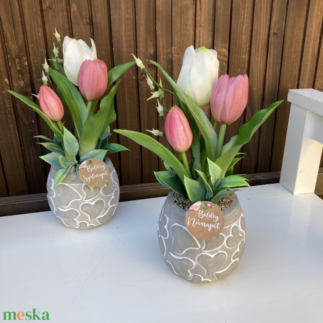 Tavaszi asztaldísz - otthon & életmód - virágdekoráció - virágdíszek - virágdísz kaspóban - Meska.hu