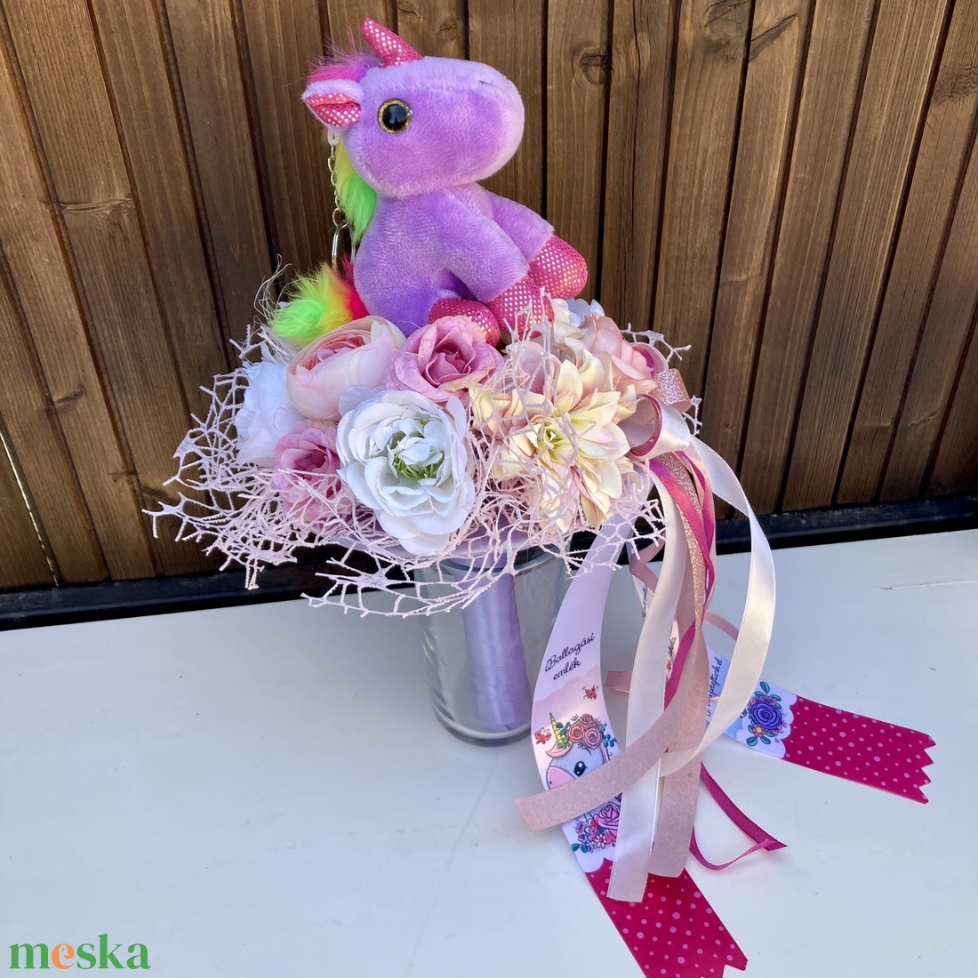 Unikornis ovis ballagási csokor - otthon & életmód - virágdekoráció - virágok - virágcsokor - Meska.hu