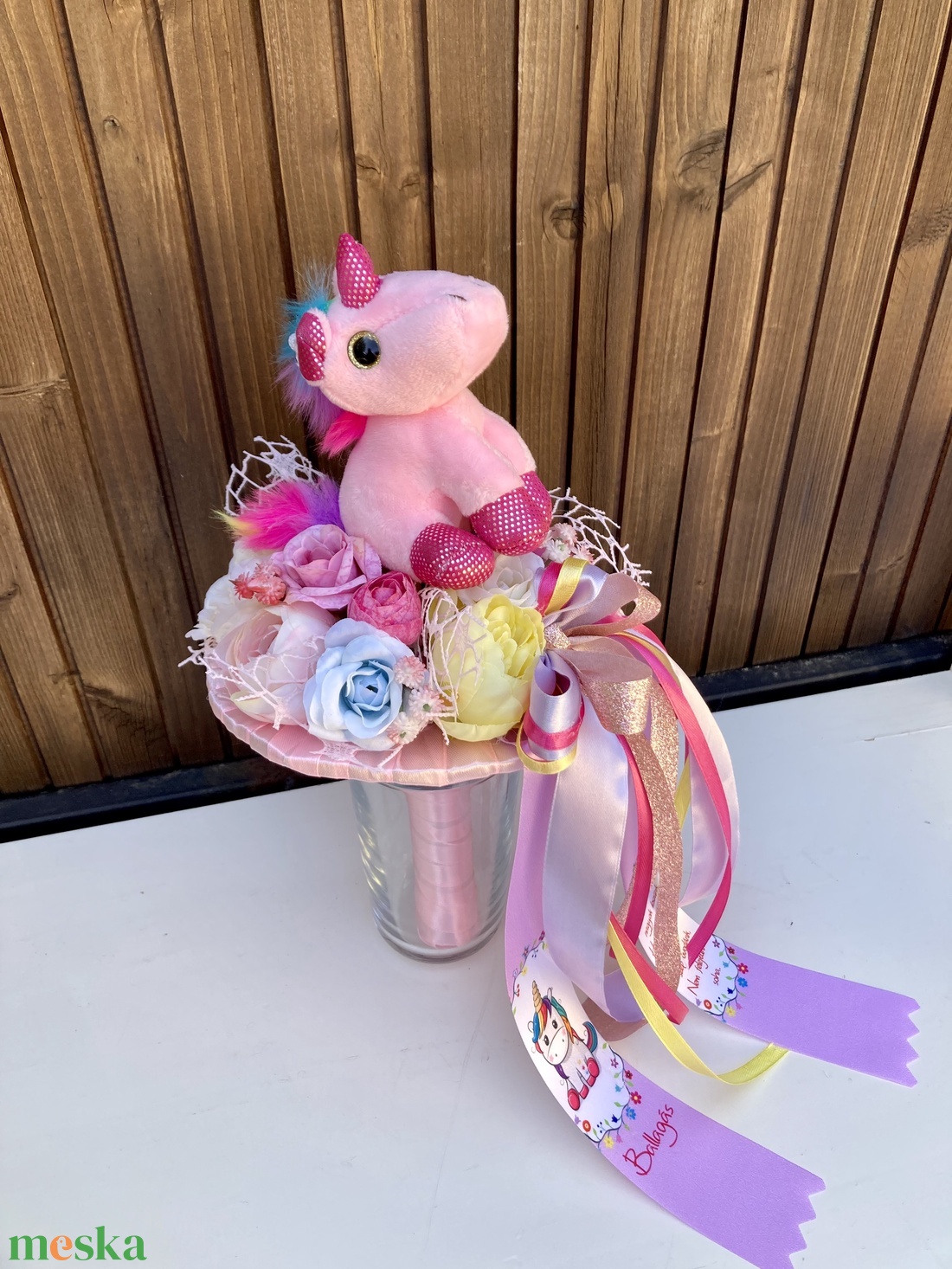 Unikornis ovis ballagási csokor - otthon & életmód - virágdekoráció - virágok - virágcsokor - Meska.hu