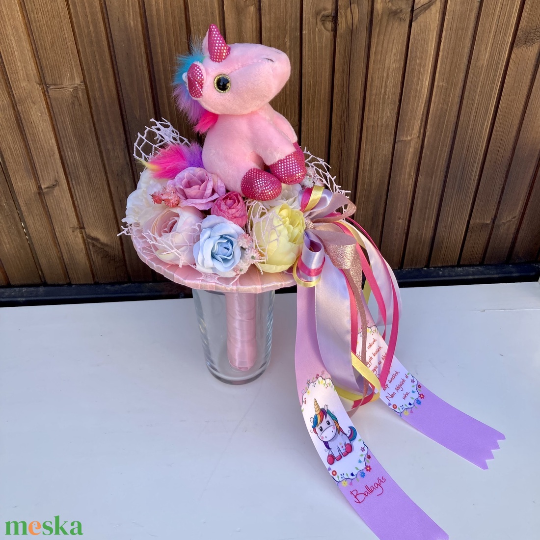 Unikornis ovis ballagási csokor - otthon & életmód - virágdekoráció - virágok - virágcsokor - Meska.hu