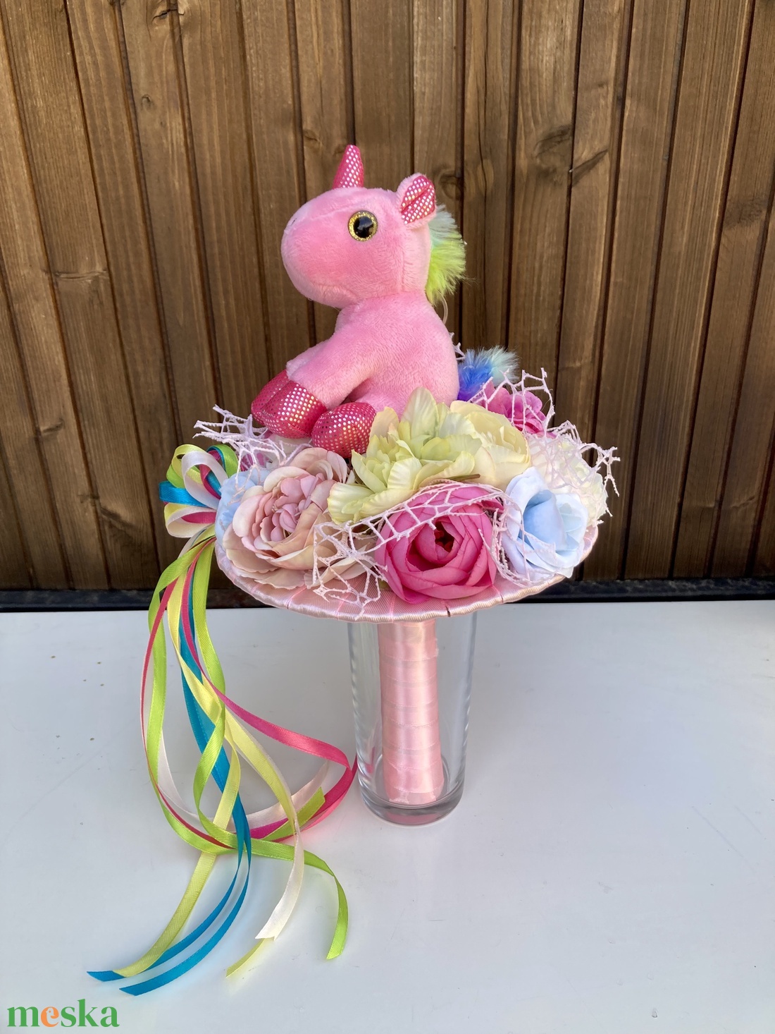 Unikornisos ballag�si csokor - otthon & életmód - virágdekoráció - virágok - virágcsokor - Meska.hu