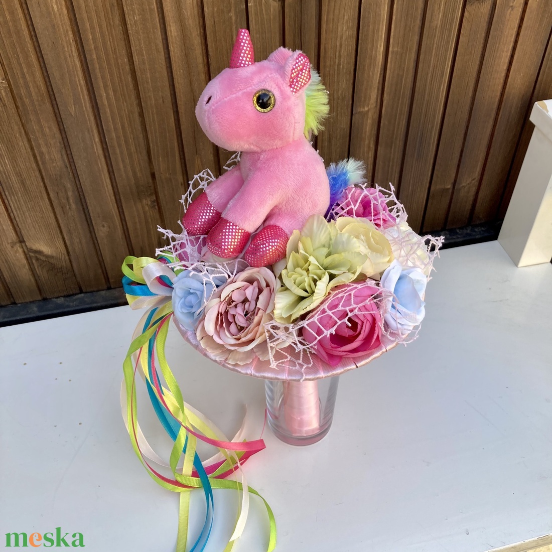 Unikornisos ballag�si csokor - otthon & életmód - virágdekoráció - virágok - virágcsokor - Meska.hu