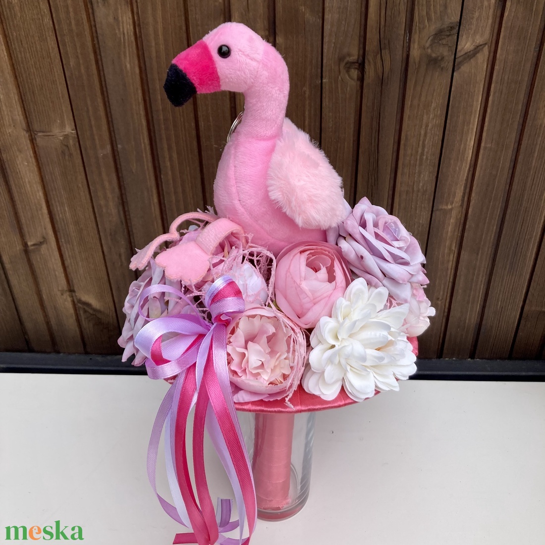 Flamingó ovis ballagási csokor - otthon & életmód - virágdekoráció - virágok - virágcsokor - Meska.hu