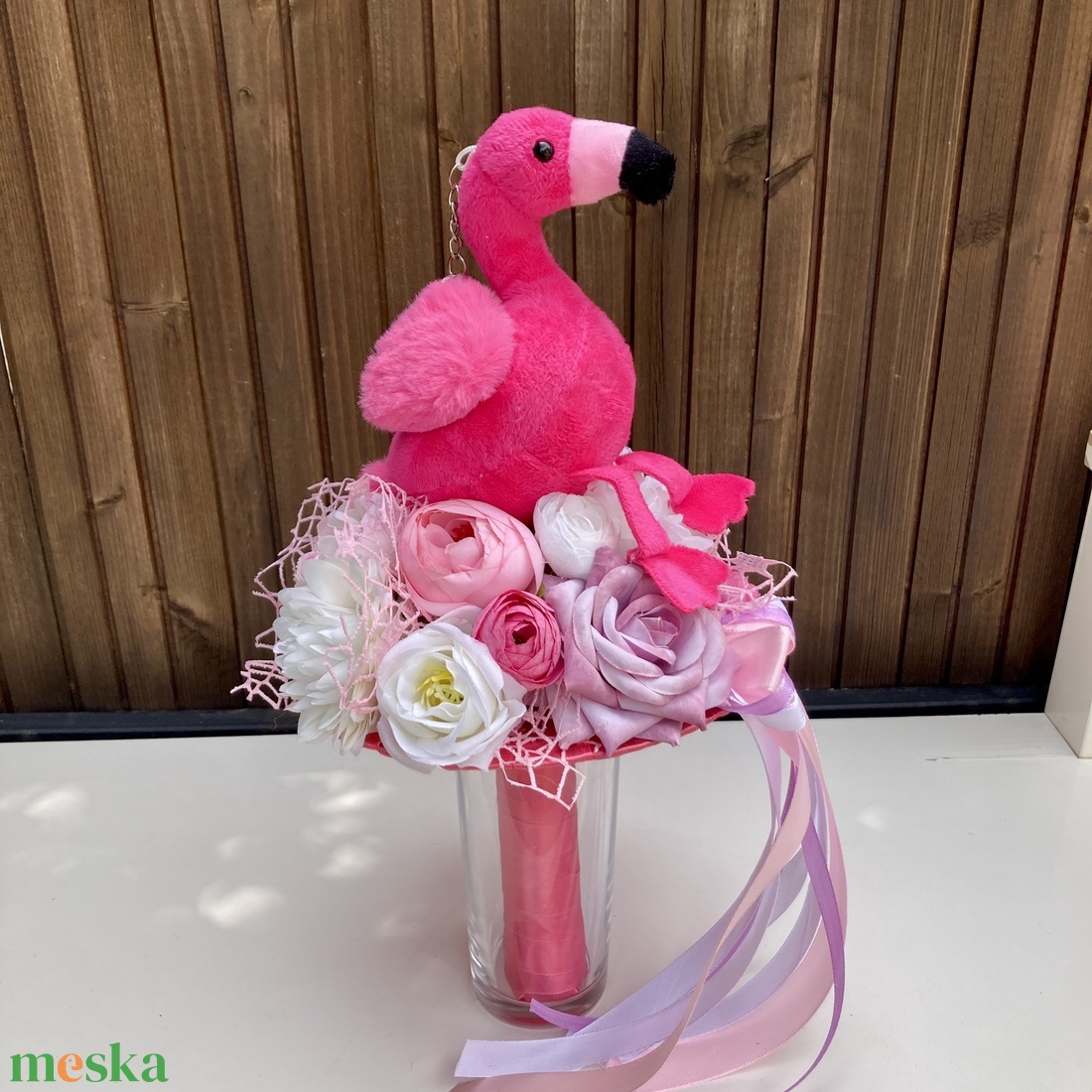 Flamingó ovis ballagási csokor - otthon & életmód - virágdekoráció - virágok - virágcsokor - Meska.hu