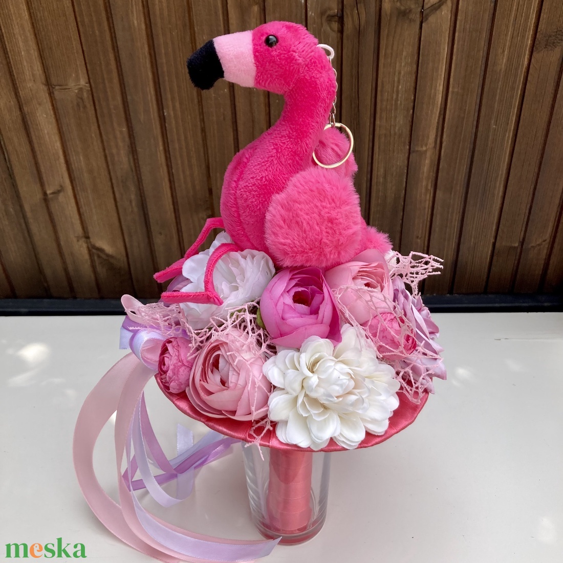 Flamingó ovis ballagási csokor - otthon & életmód - virágdekoráció - virágok - virágcsokor - Meska.hu