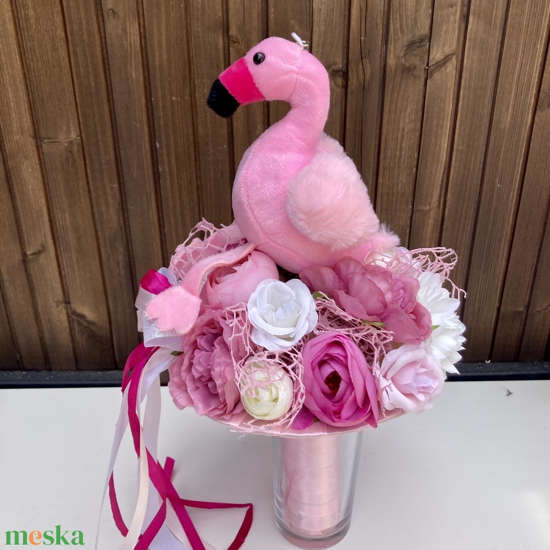Flamingó ovis ballagási csokor - otthon & életmód - virágdekoráció - virágok - virágcsokor - Meska.hu