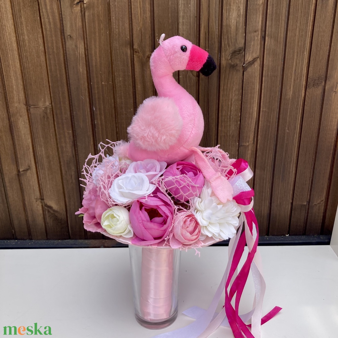 Flamingó ovis ballagási csokor - otthon & életmód - virágdekoráció - virágok - virágcsokor - Meska.hu