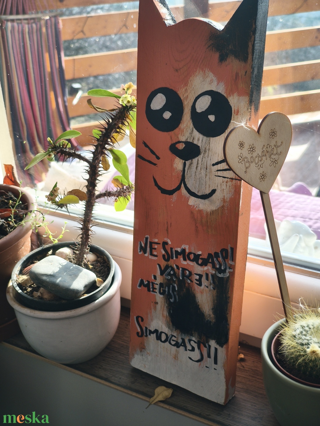 Fa cica dekoráció  - otthon & életmód - dekoráció - asztal és polc dekoráció - asztaldísz - Meska.hu