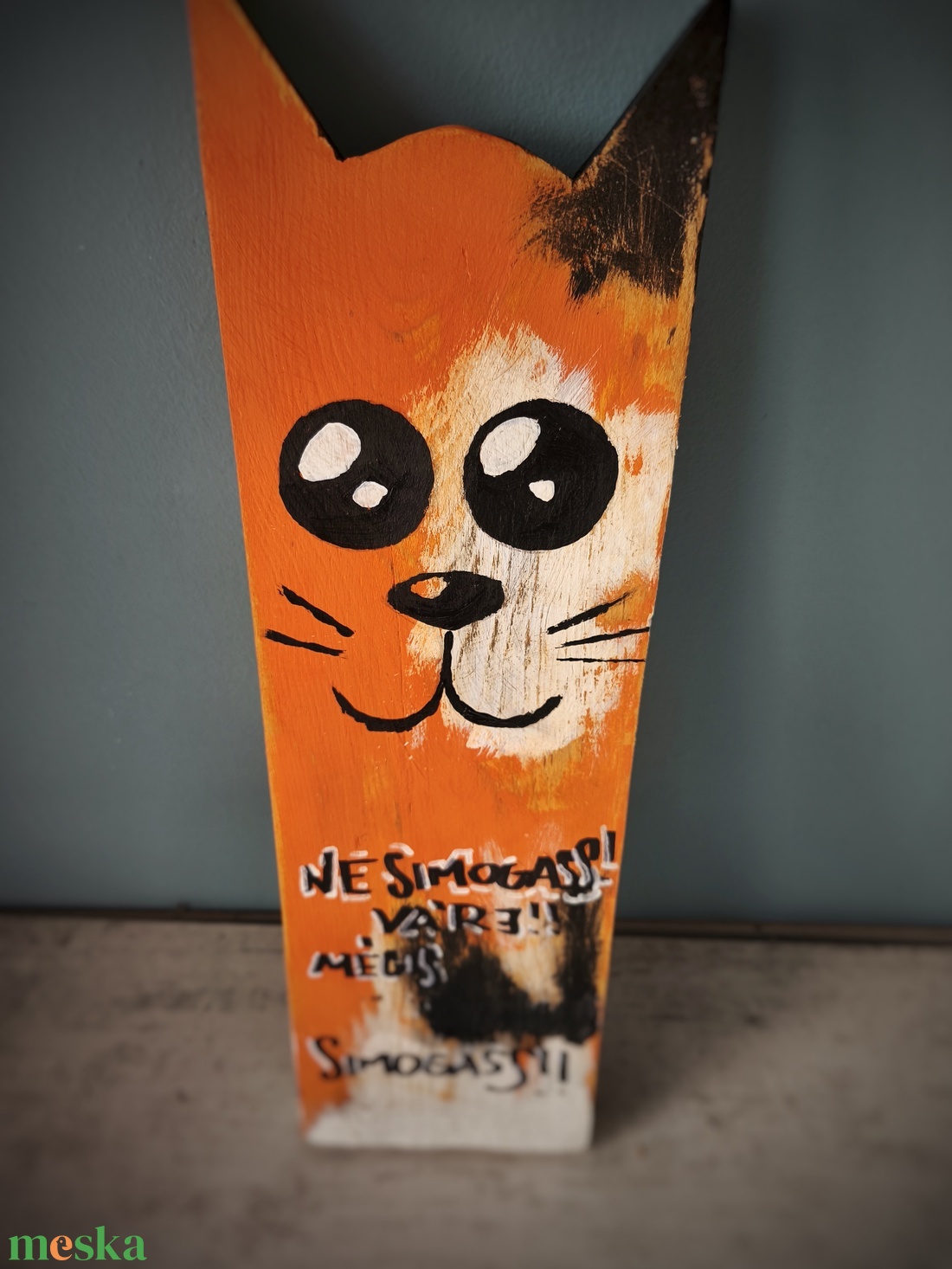 Fa cica dekoráció  - otthon & életmód - dekoráció - asztal és polc dekoráció - asztaldísz - Meska.hu