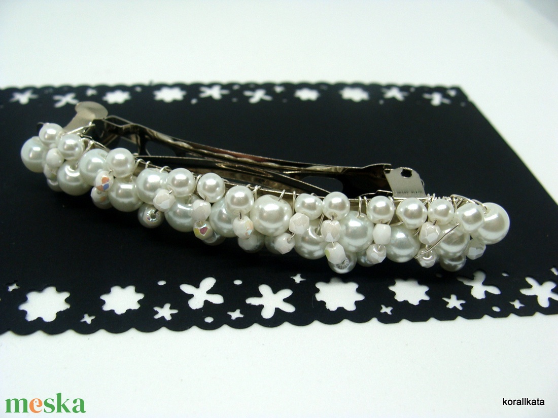 Alkalmi, esküvői, menyasszonyi  hajdísz, ékszer , Francia kapcsos hajcsat Cs1 - esküvő - hajdísz - fejkoszorú - Meska.hu