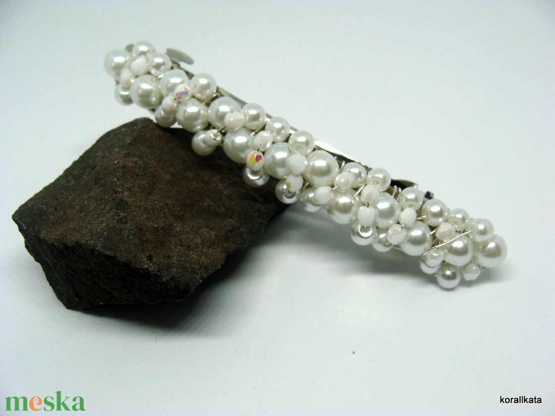 Alkalmi, esküvői, menyasszonyi  hajdísz, ékszer , Francia kapcsos hajcsat Cs1 - esküvő - hajdísz - fejkoszorú - Meska.hu