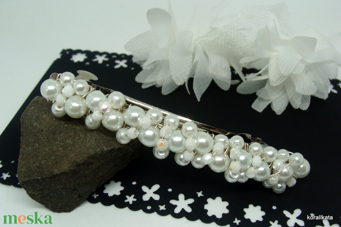 Alkalmi, esküvői, menyasszonyi  hajdísz, ékszer , Francia kapcsos hajcsat Cs1 - esküvő - hajdísz - fejkoszorú - Meska.hu