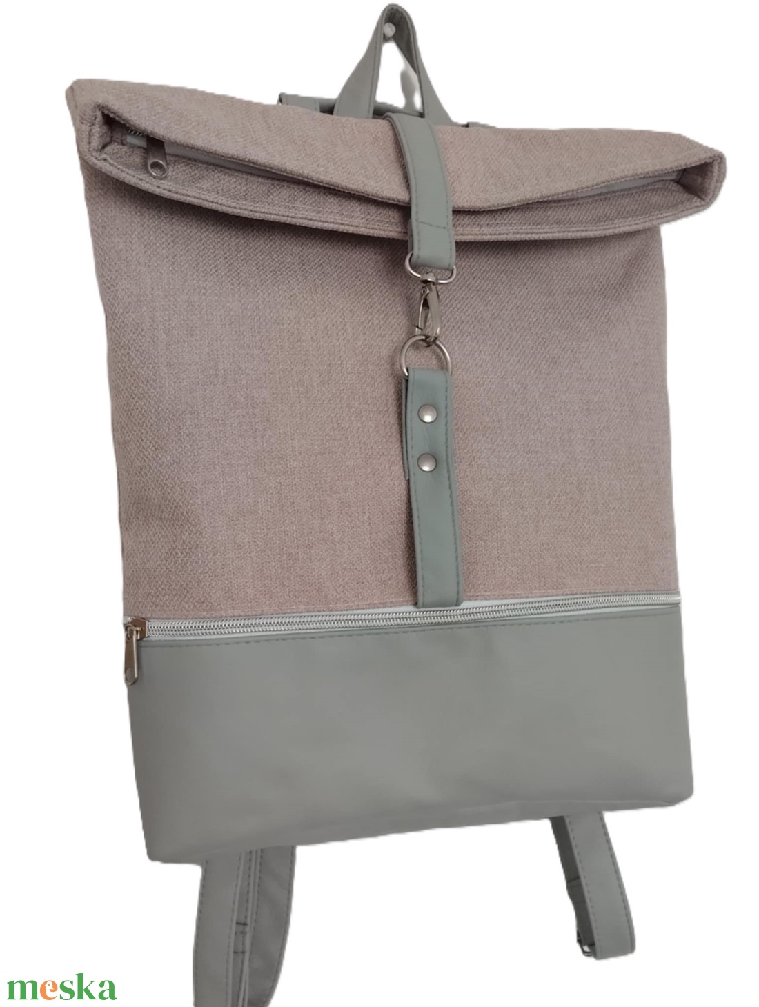 Rolltop variálható 2 az 1-ben hátitáska/válltáska ezüst/rózsaszín színben - táska & tok - variálható táska - Meska.hu Rolltop variálható 2 az 1-ben hátitáska/válltáska ezüst/rózsaszín színben - táska & tok - variálható táska - Meska.hu