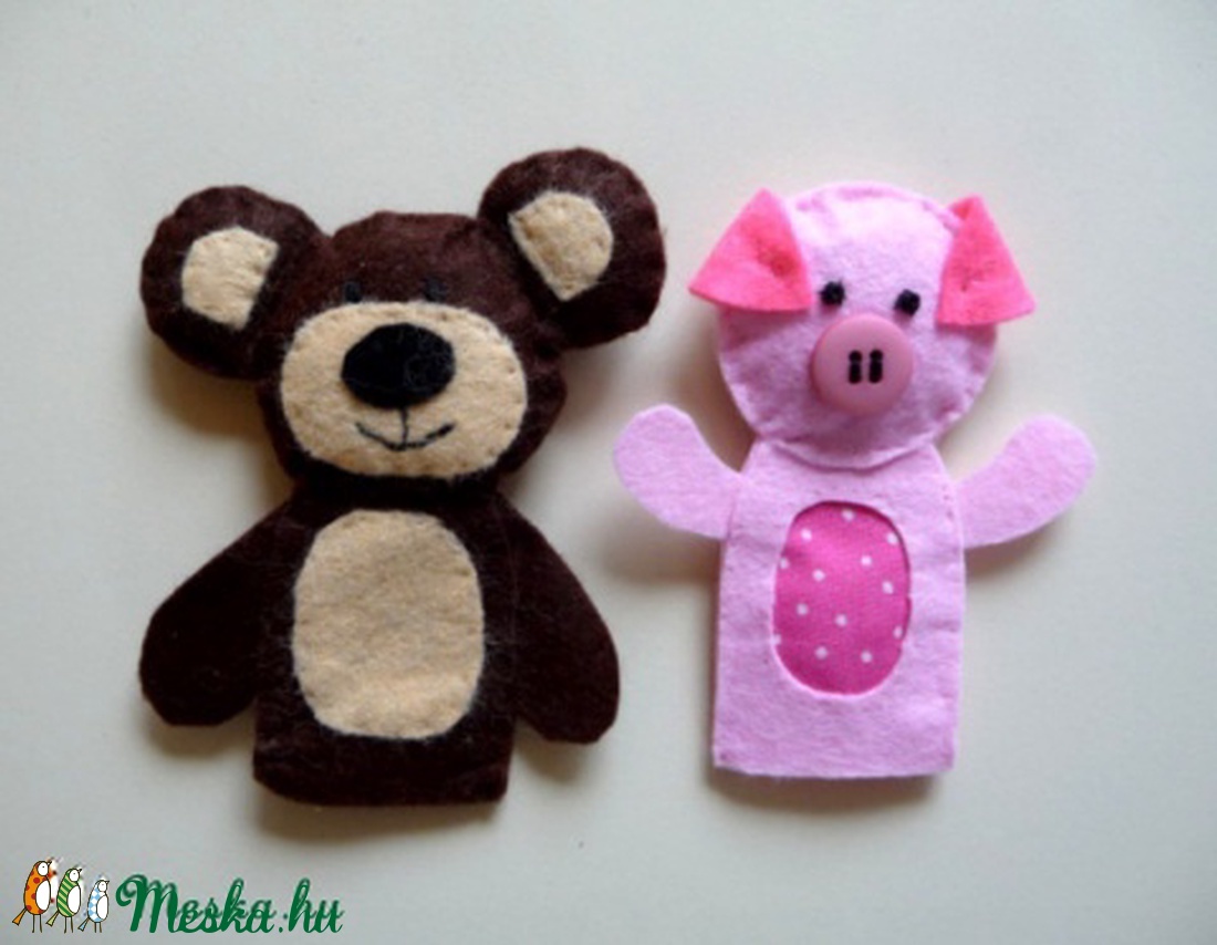 Ujjbáb készlet   4 db (béka, maci, nyuszi, malac) -  - Meska.hu