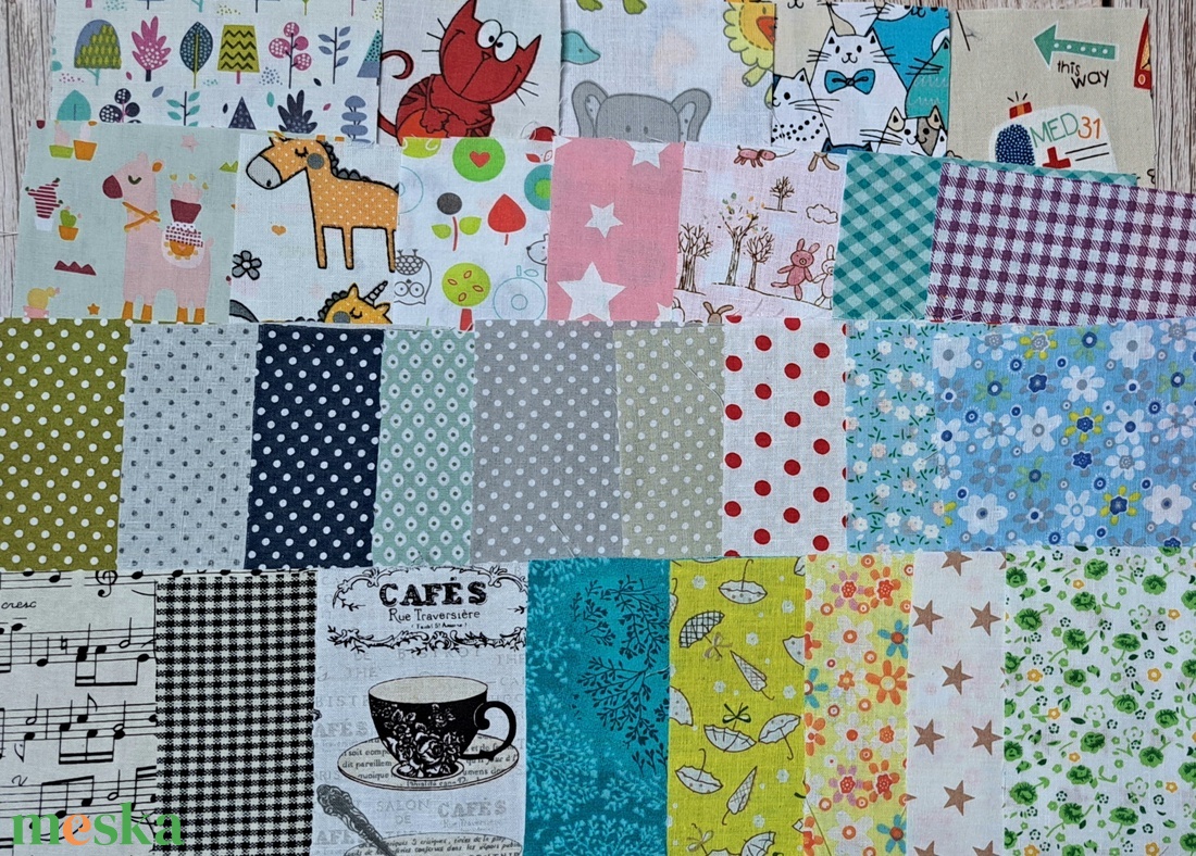 Pamutvászon anyagok, patchwork anyagok - 50 darabos csomag - diy (csináld magad) - egységcsomag - Meska.hu Pamutvászon anyagok, patchwork anyagok - 50 darabos csomag - diy (csináld magad) - egységcsomag - Meska.hu
