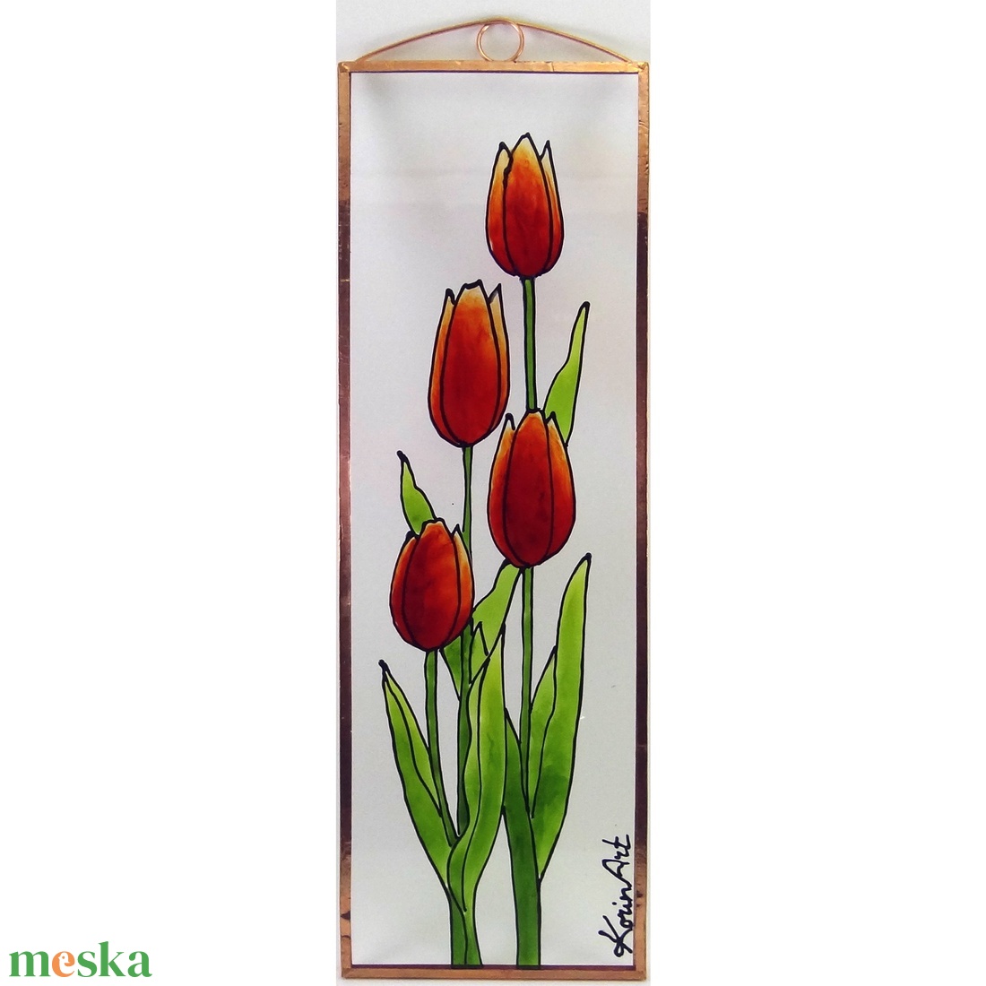 Tulipán - Üveg, Üvegkép - otthon & életmód - dekoráció - ajtó- és ablak dekoráció - ajtódísz & kopogtató - Meska.hu
