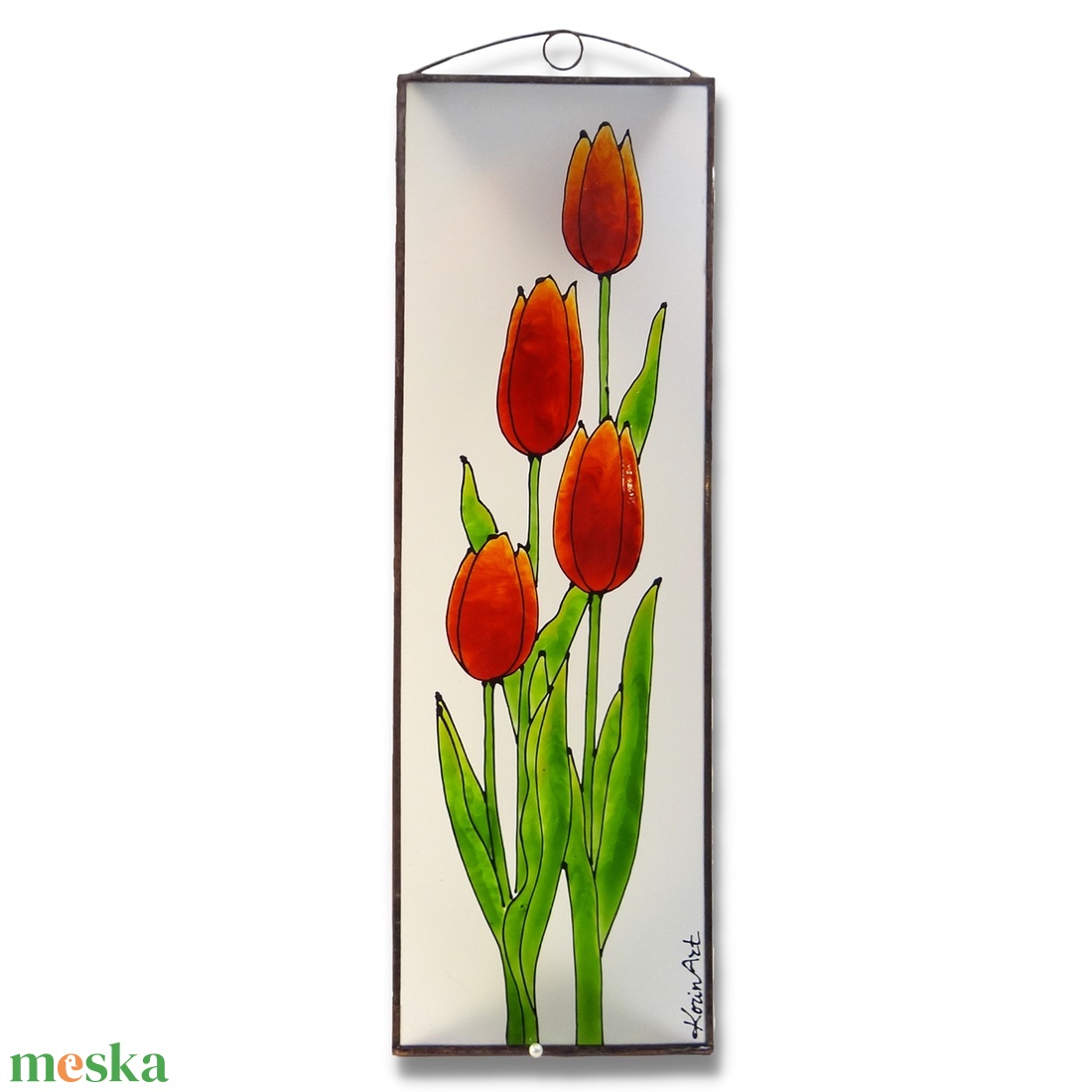 Tulipán - Üveg, Üvegkép - otthon & életmód - dekoráció - ajtó- és ablak dekoráció - ajtódísz & kopogtató - Meska.hu