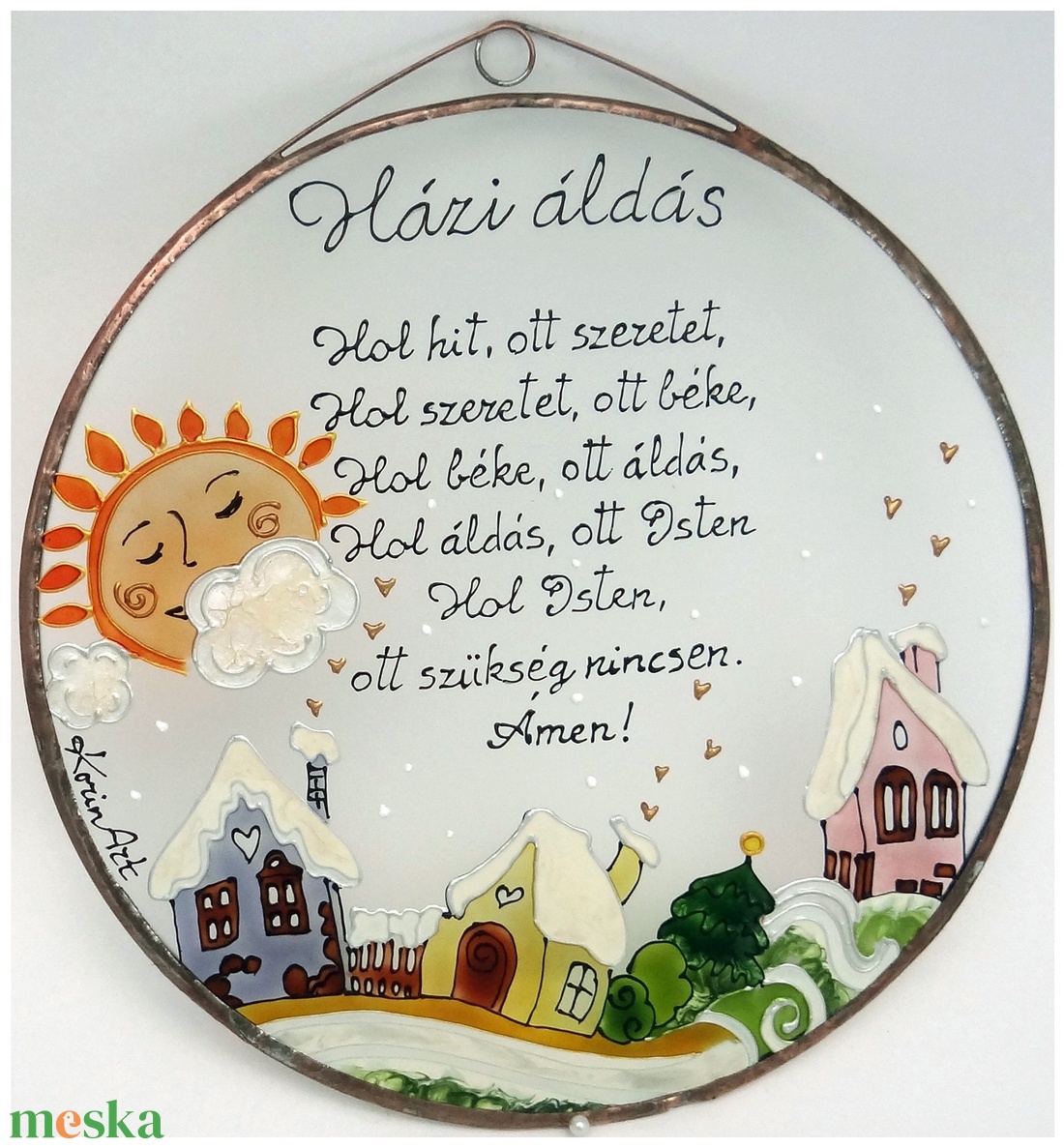 Téli Házi áldás  - Üvegkép - otthon & életmód - vallás - házi áldás - Meska.hu