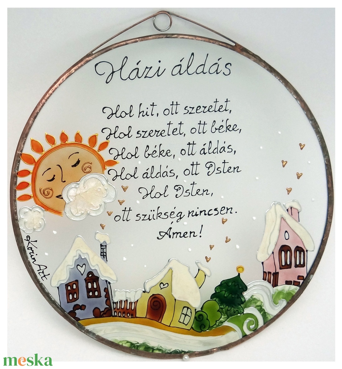 Téli Házi áldás  - Üvegkép - otthon & életmód - vallás - házi áldás - Meska.hu