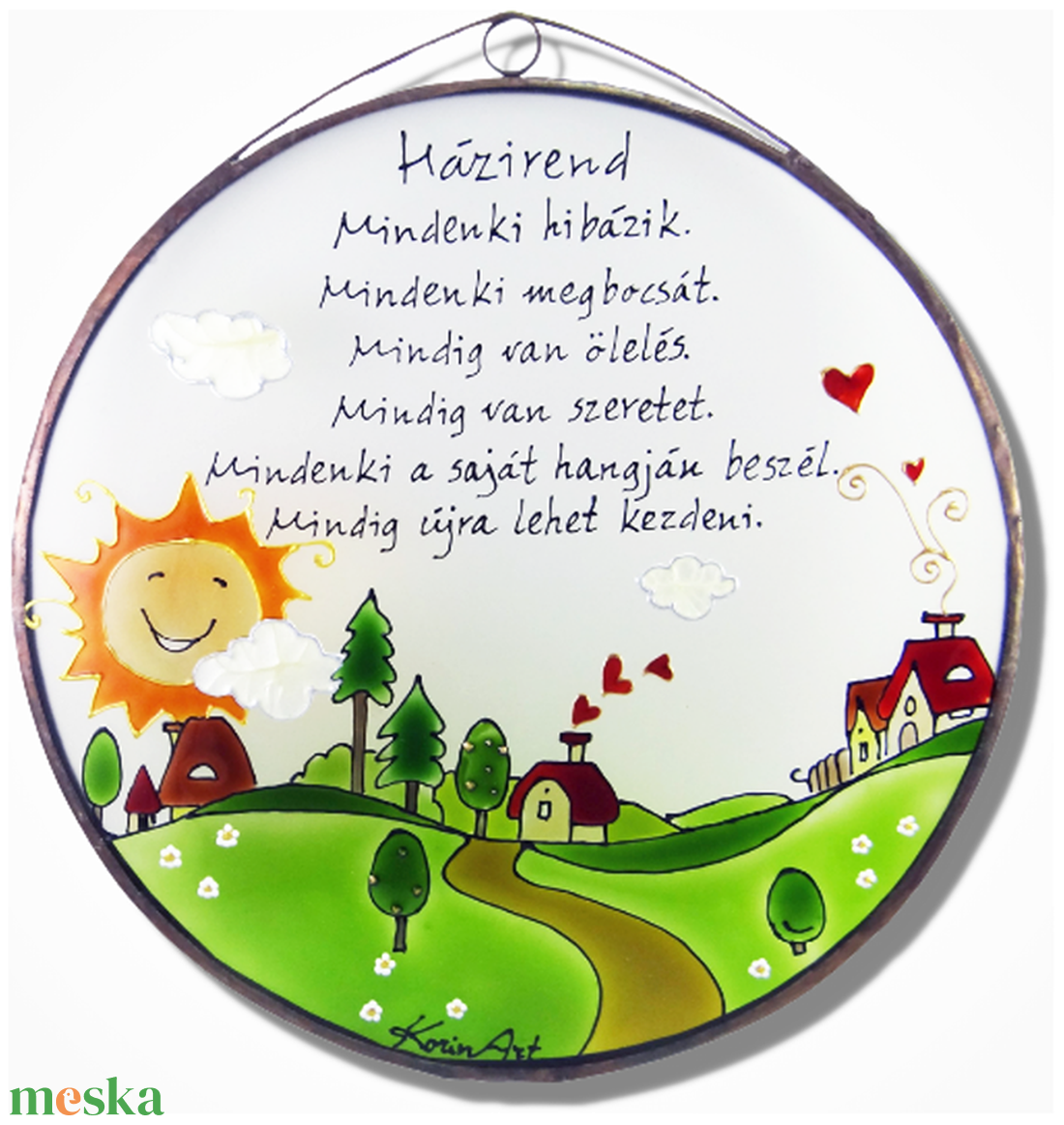 Tanyás Házirend - Üveg, Üvegkép - otthon & életmód - dekoráció - asztal és polc dekoráció - díszüveg - Meska.hu