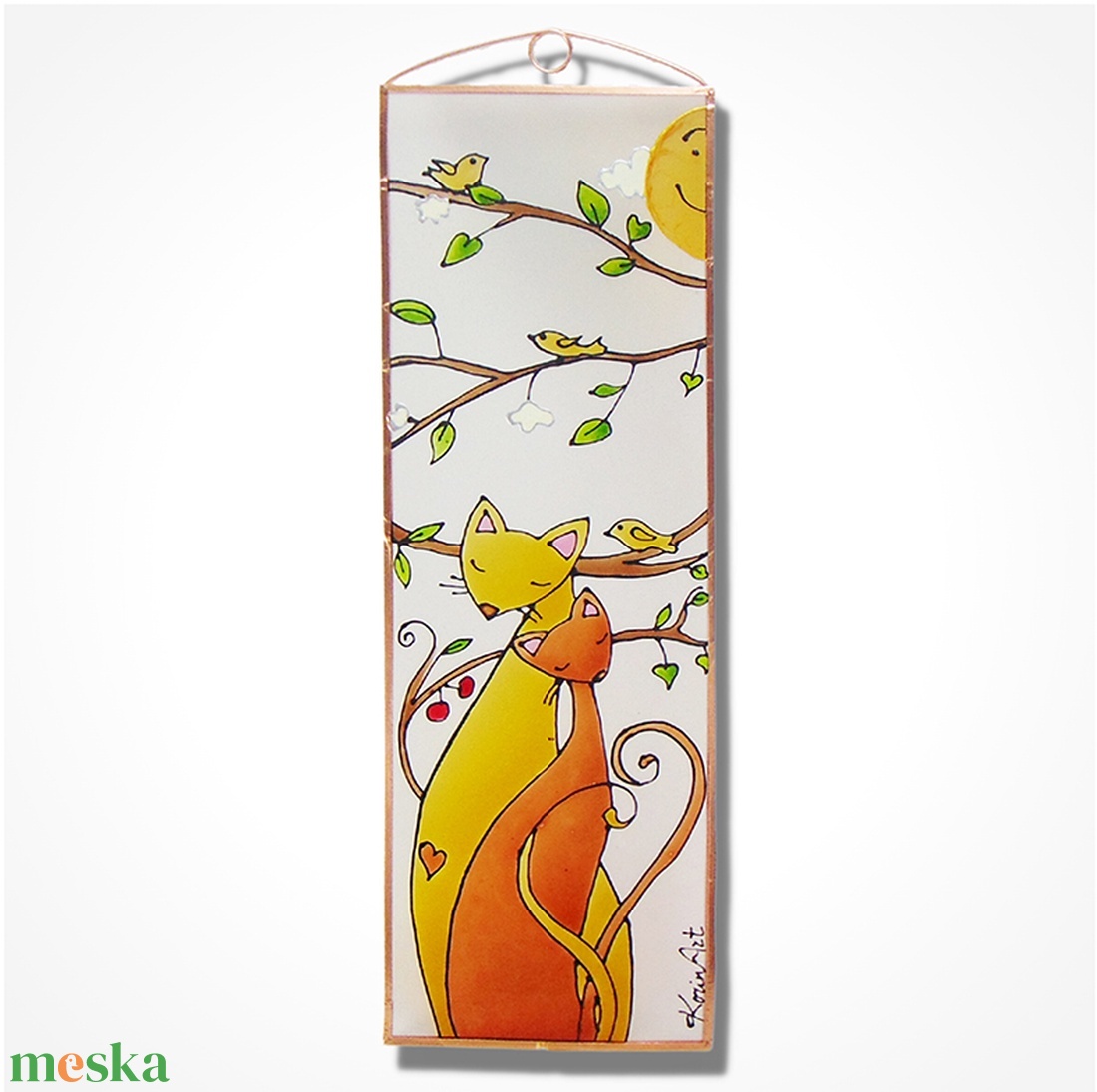 Cicák - Üvegkép - otthon & életmód - dekoráció - ajtó- és ablak dekoráció - ajtódísz & kopogtató - Meska.hu