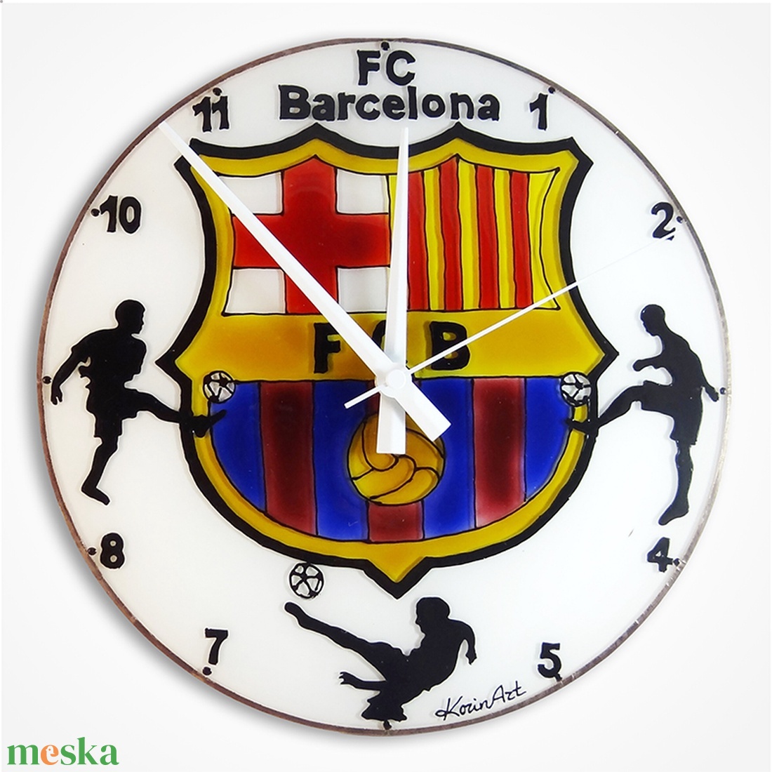 FC Barcelona falióra - üvegre festett óra - otthon & lakás - dekoráció - fali és függő dekoráció - falióra & óra - Meska.hu