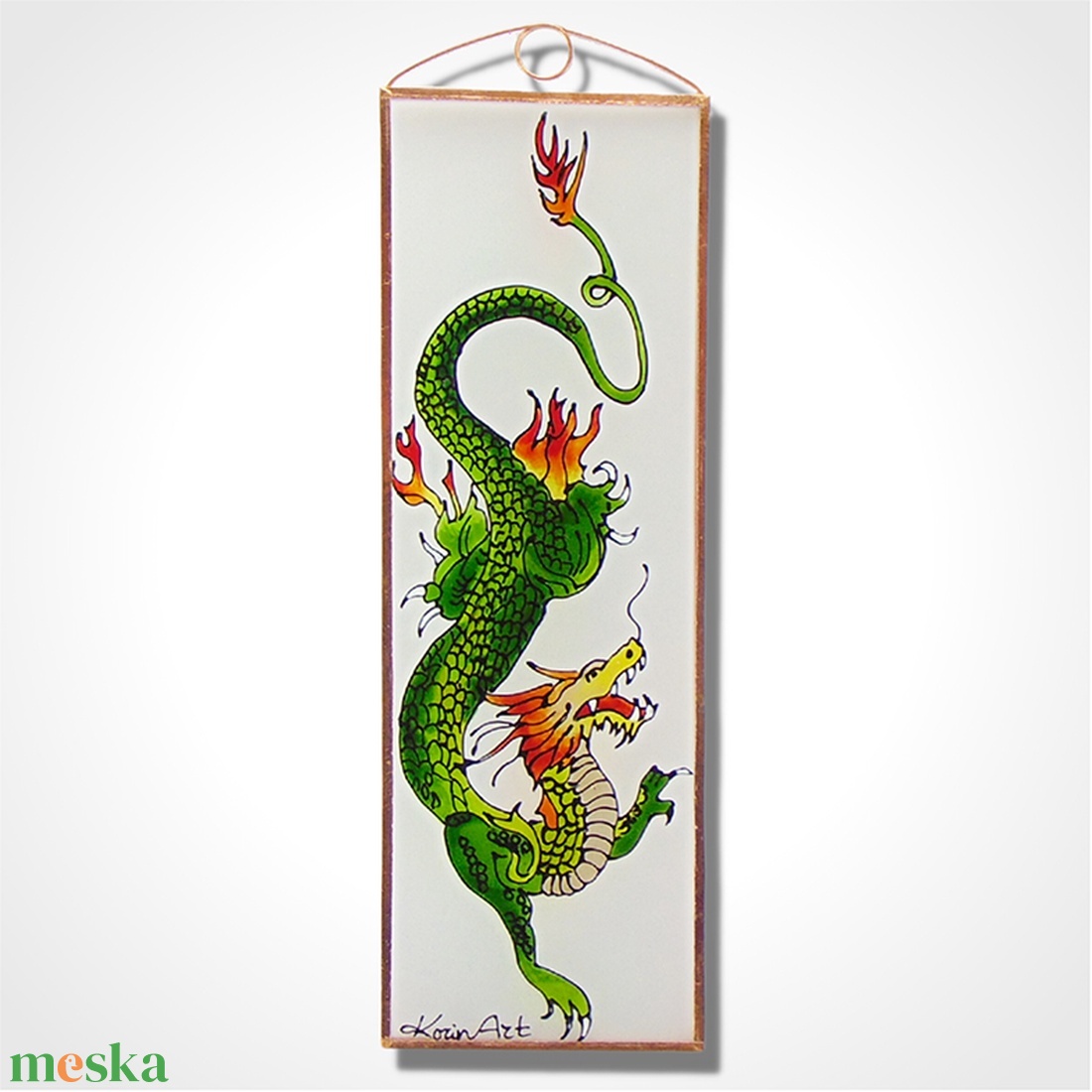 Kínai sárkány - Üvegkép - művészet - festmény - üvegfestmény - Meska.hu