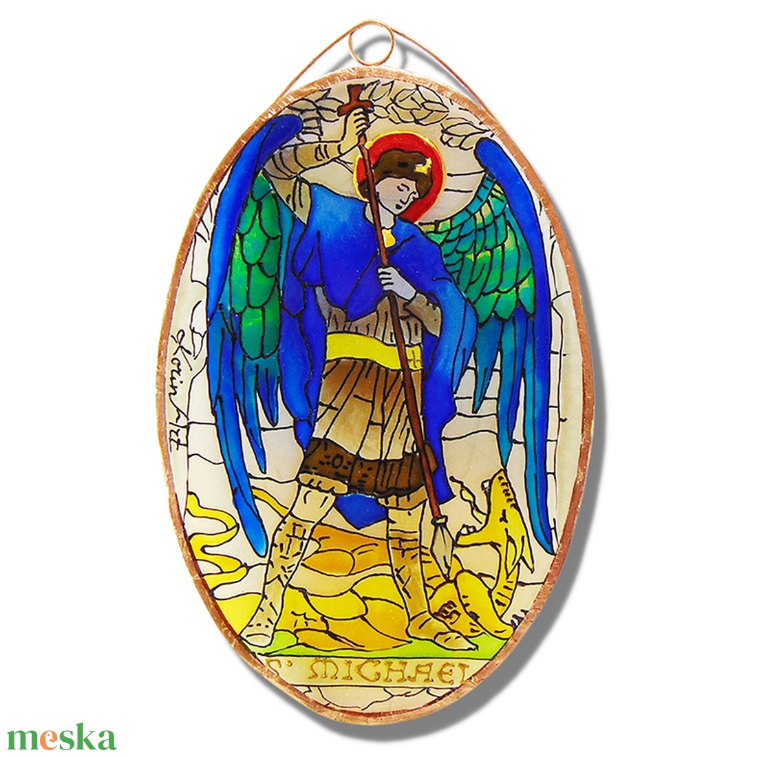 Szent Mihály - Üvegkép - otthon & életmód - dekoráció - kép & falikép - üvegkép - Meska.hu