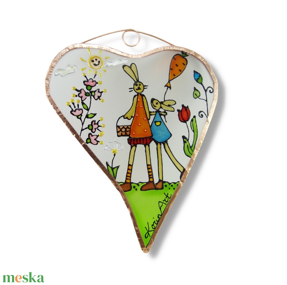 Tavaszi séta - Húsvéti - Üvegfestmény, Üvegkép vagy hűtőmágnes, mágnes - ünnepi díszek, dekorációk - húsvéti díszek és dekorációk - húsvéti ablakdíszek - Meska.hu