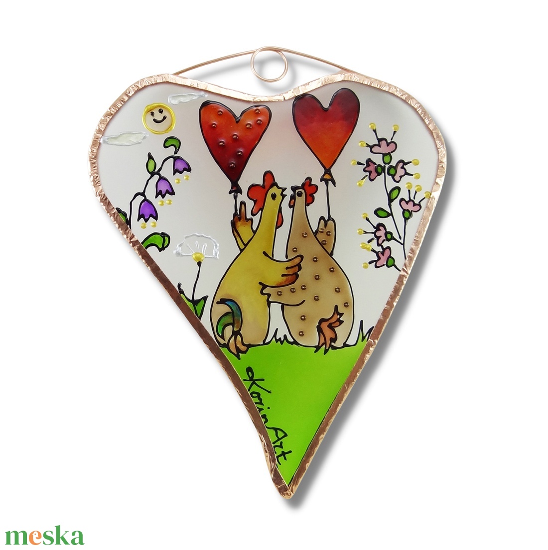 Tavaszi szerelem - Húsvéti - Üvegfestmény, Üvegkép vagy hűtőmágnes, mágnes - otthon & életmód - dekoráció - ajtó- és ablak dekoráció - ajtódísz & kopogtató - Meska.hu